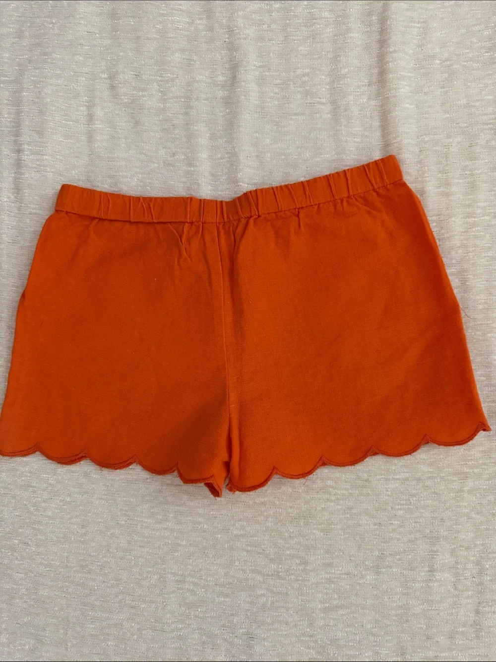 Girls' Scallop Hem Embroidered Drawstring Shorts - Orange